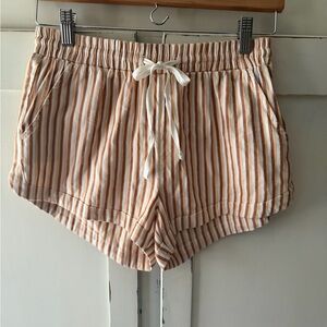 Billabong Rust & White Striped Drawstring Athletic Shorts